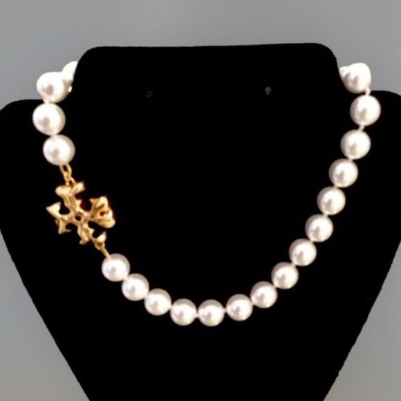 TORY BURCH ROXANNE PEARLS STATEMENT CHOKER NECKLACE - Picture 3 of 7